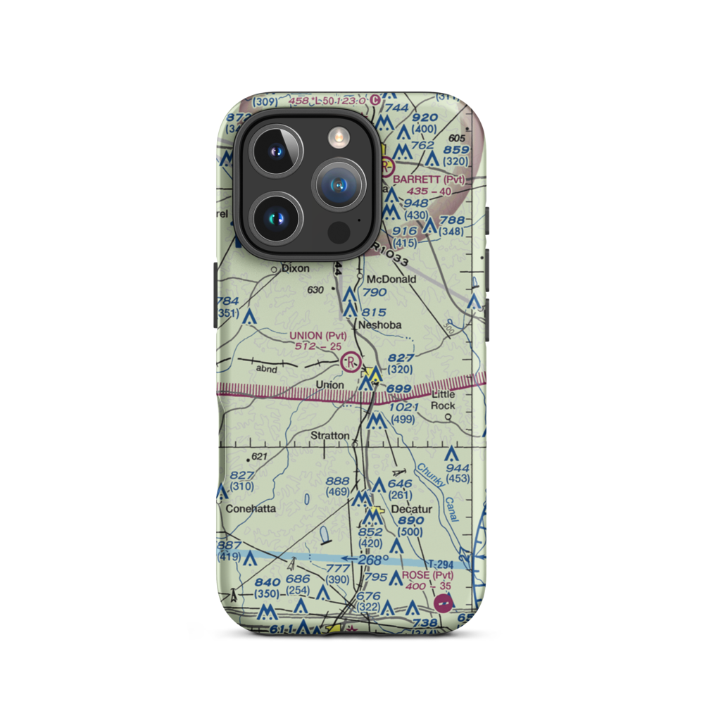 Union Municipal Airport (3MS9) VFR Sectional  Tough iPhone Case iPhone 16 Pro model shown