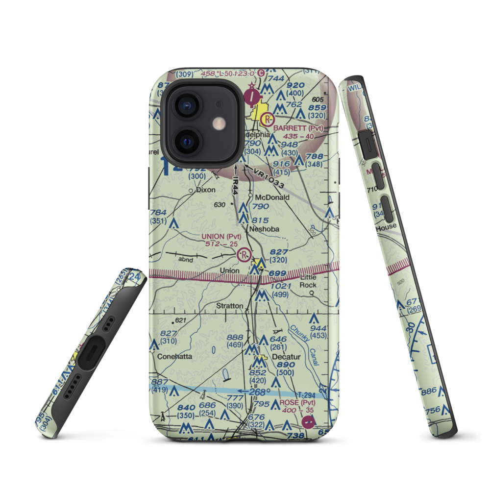 Union Municipal Airport (3MS9) VFR Sectional  Tough iPhone Case iPhone 12 model shown