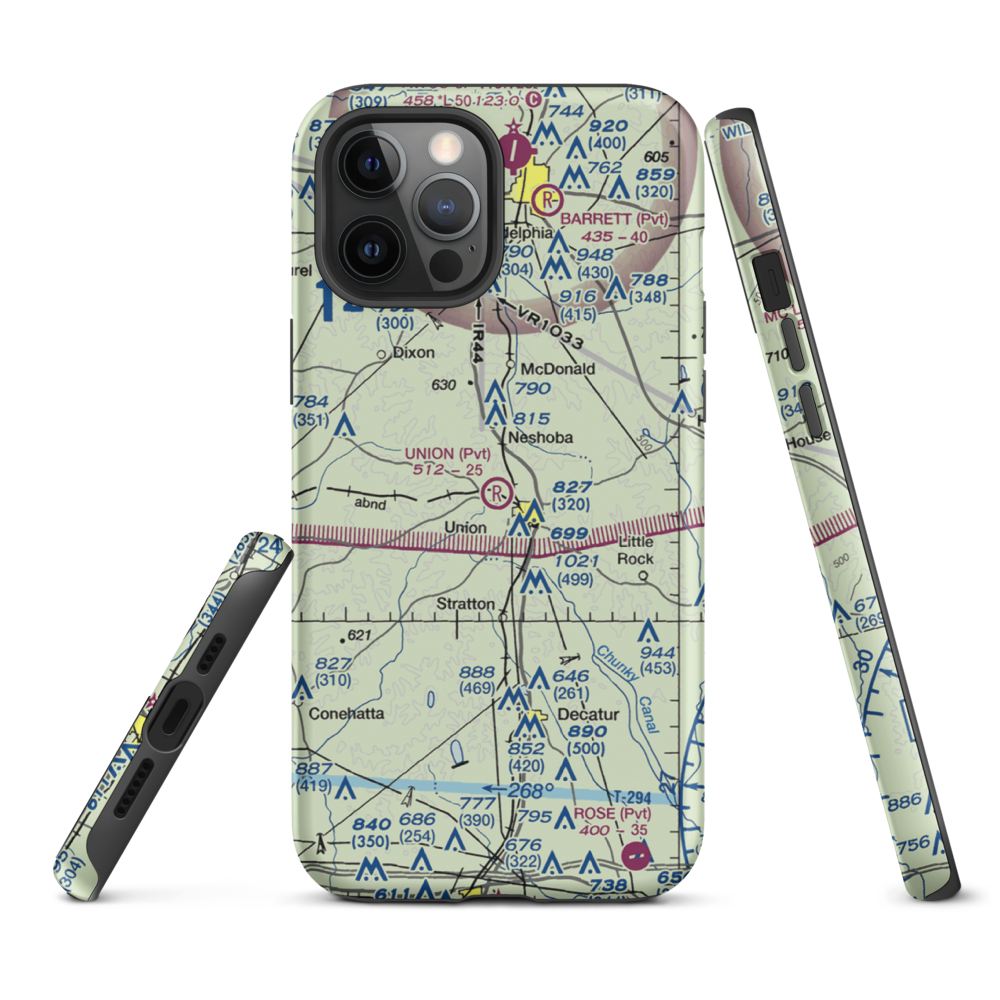 Union Municipal Airport (3MS9) VFR Sectional  Tough iPhone Case iPhone 12 Pro Max model shown