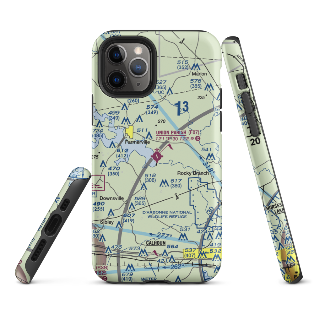 Union Parish Airport (F87) VFR Sectional  Tough iPhone Case iPhone 11 Pro model shown