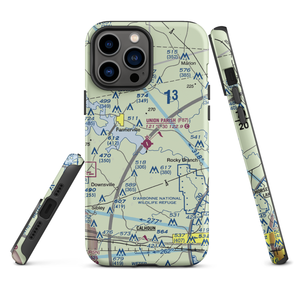 Union Parish Airport (F87) VFR Sectional  Tough iPhone Case iPhone 13 Pro Max model shown