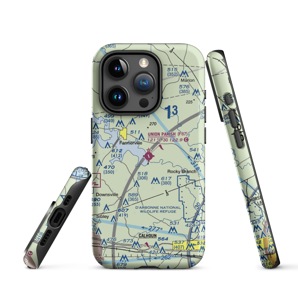 Union Parish Airport (F87) VFR Sectional  Tough iPhone Case iPhone 15 Pro model shown