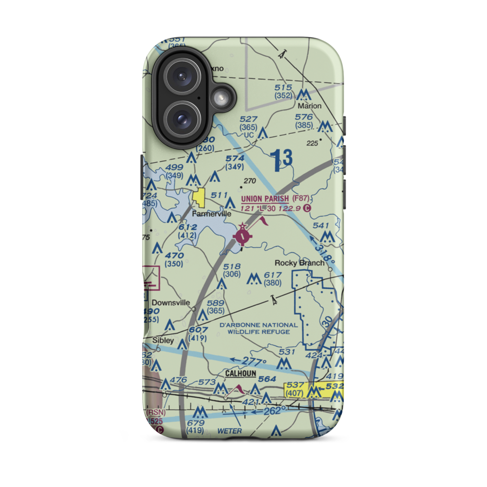 Union Parish Airport (F87) VFR Sectional  Tough iPhone Case iPhone 16 Plus model shown