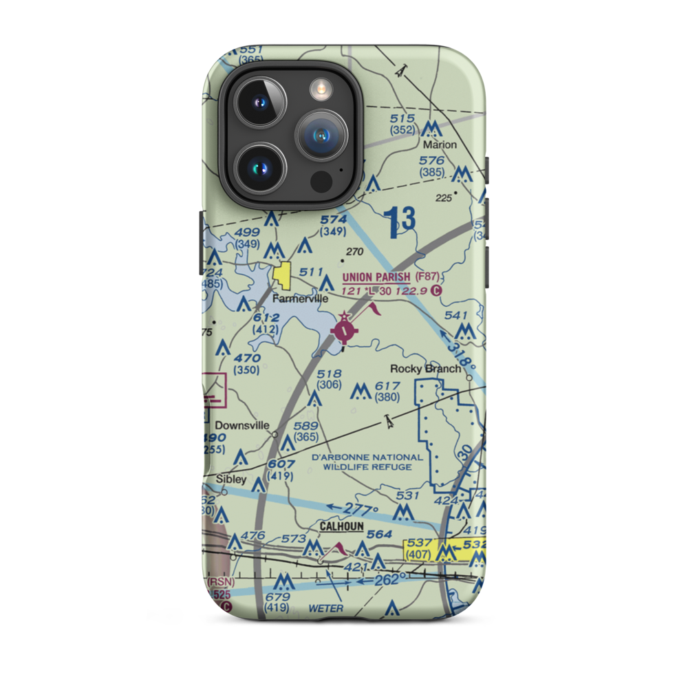 Union Parish Airport (F87) VFR Sectional  Tough iPhone Case iPhone 16 Pro Max model shown