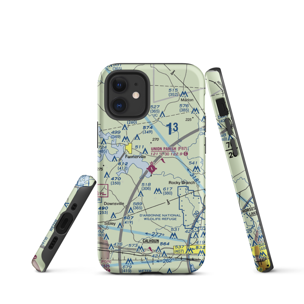 Union Parish Airport (F87) VFR Sectional  Tough iPhone Case iPhone 12 mini model shown