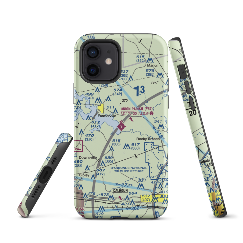 Union Parish Airport (F87) VFR Sectional  Tough iPhone Case iPhone 12 model shown