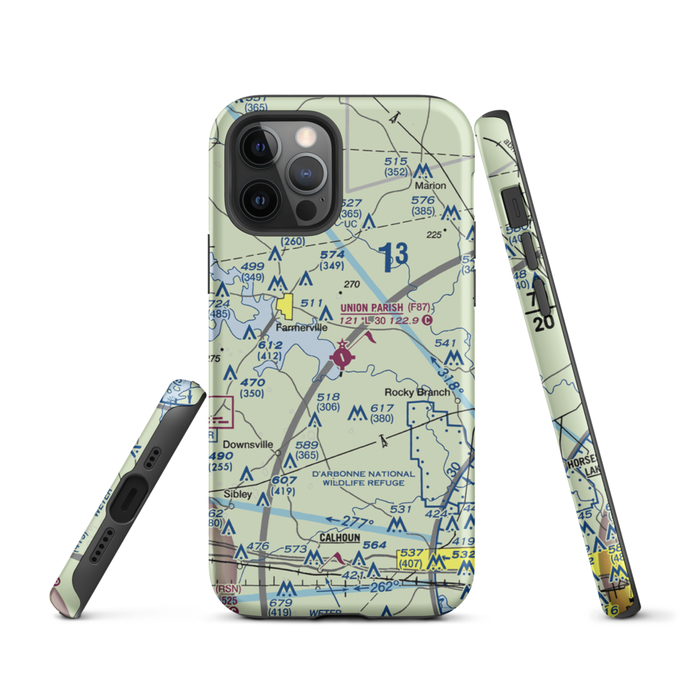 Union Parish Airport (F87) VFR Sectional  Tough iPhone Case iPhone 12 Pro model shown