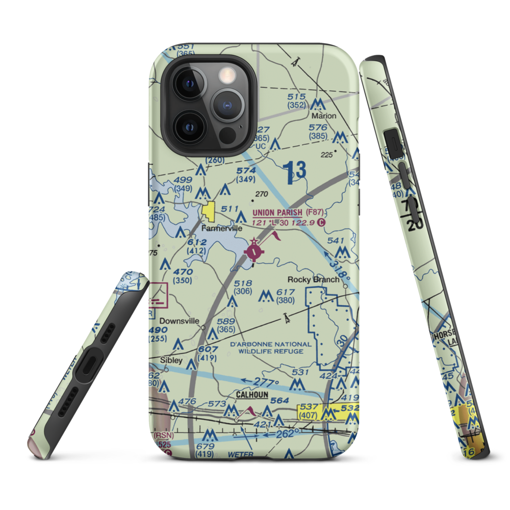 Union Parish Airport (F87) VFR Sectional  Tough iPhone Case iPhone 12 Pro Max model shown