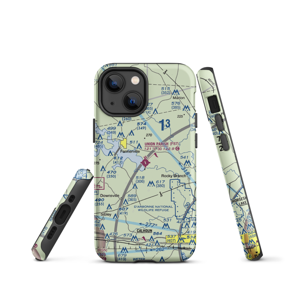 Union Parish Airport (F87) VFR Sectional  Tough iPhone Case iPhone 13 mini model shown