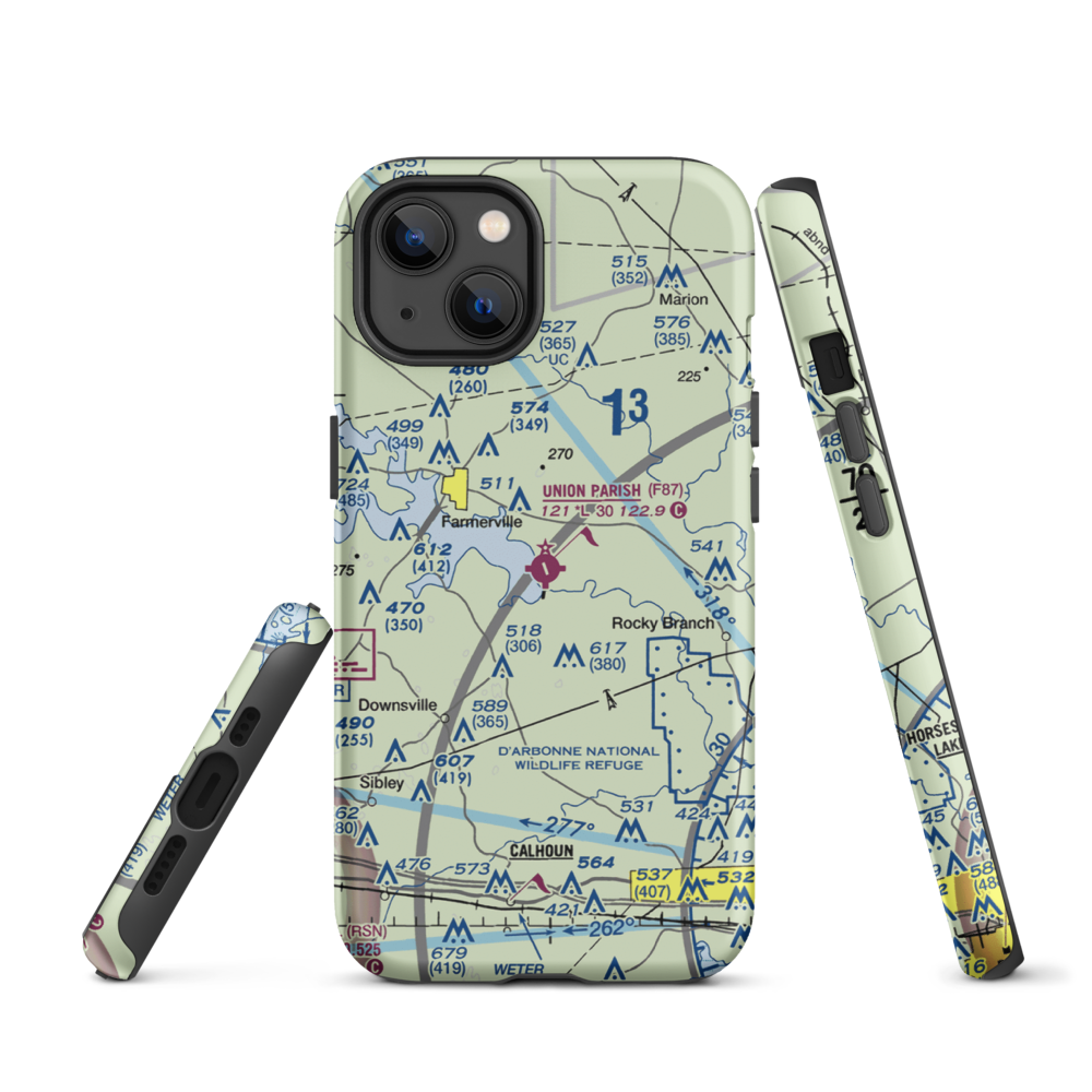 Union Parish Airport (F87) VFR Sectional  Tough iPhone Case iPhone 13 model shown