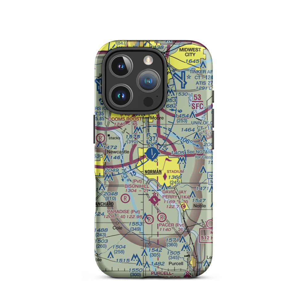 University of Oklahoma Westheimer Airport (OUN) VFR Sectional  Tough iPhone Case iPhone 16 Pro model shown