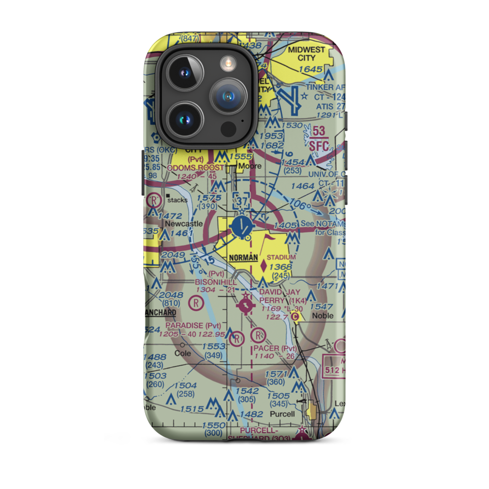 University of Oklahoma Westheimer Airport (OUN) VFR Sectional  Tough iPhone Case iPhone 16 Pro Max model shown