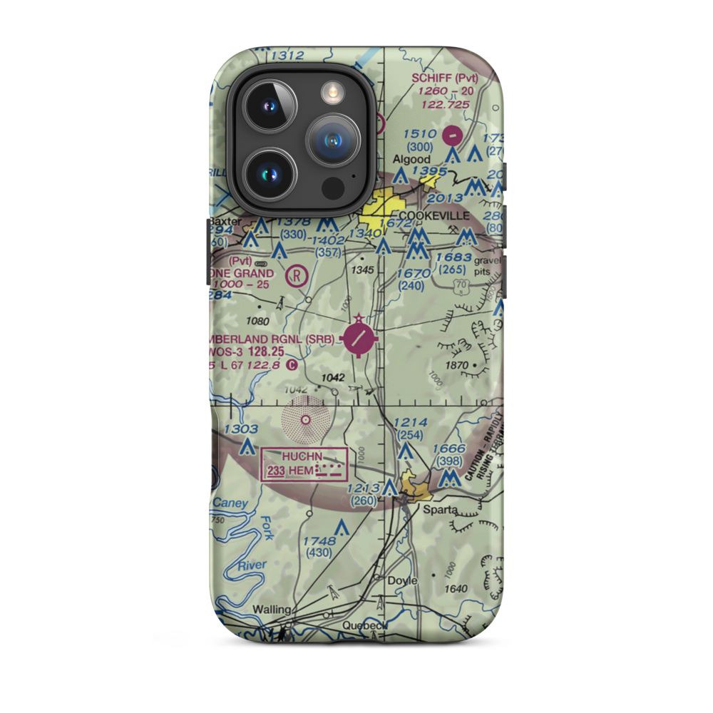 Upper Cumberland Regional Airport (SRB) VFR Sectional  Tough iPhone Case iPhone 16 Pro Max model shown