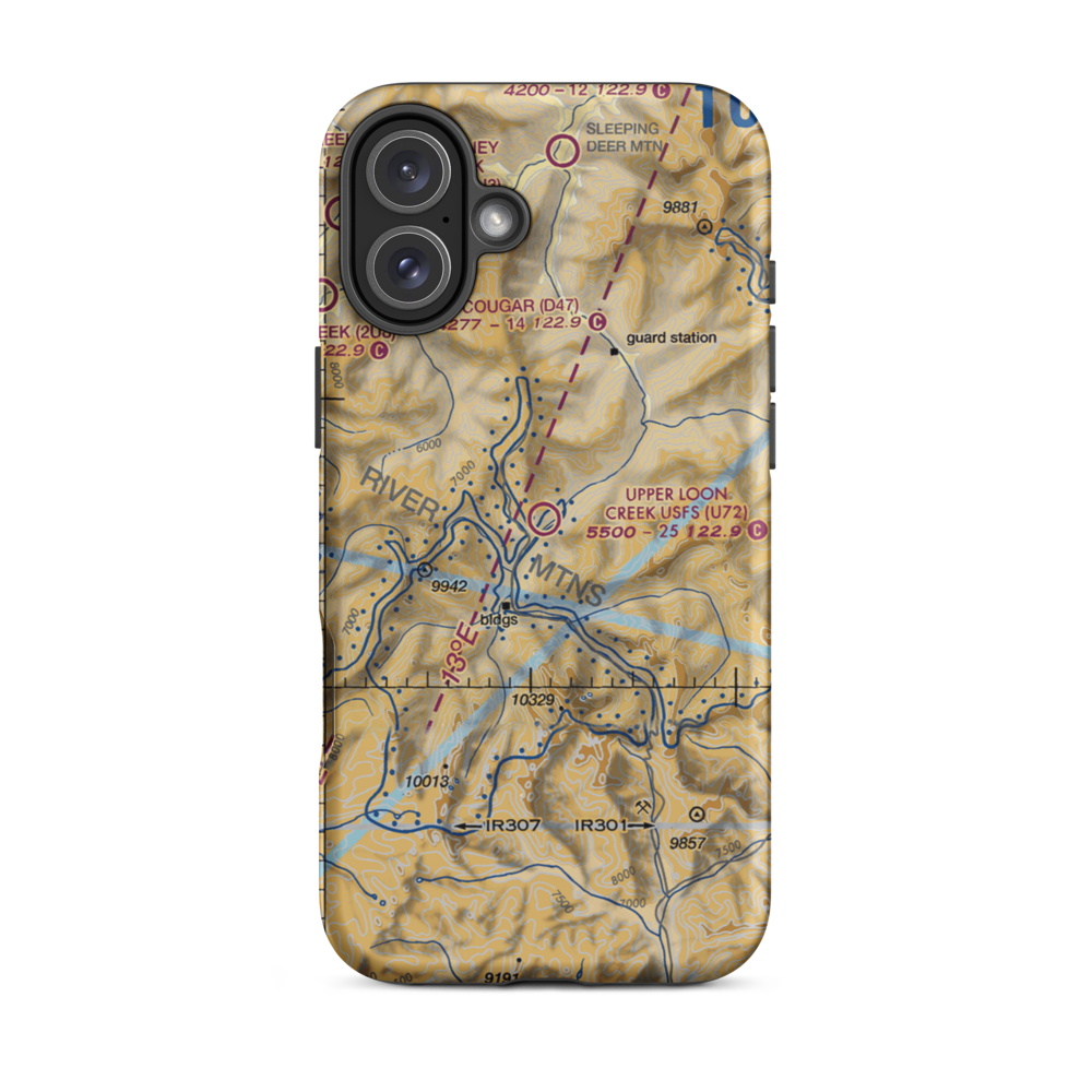 Upper Loon Creek US Forest Service Airport (U72) VFR Sectional  Tough iPhone Case iPhone 16 Plus model shown