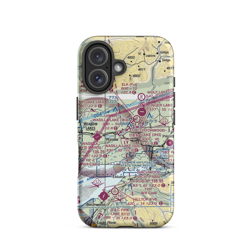 Upper Wasilla Lake Seaplane Base (3K9) VFR Sectional  Tough iPhone Case iPhone 16 model shown