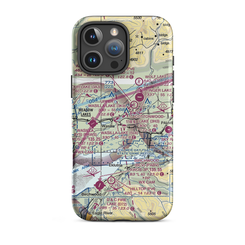 Upper Wasilla Lake Seaplane Base (3K9) VFR Sectional  Tough iPhone Case iPhone 16 Pro Max model shown