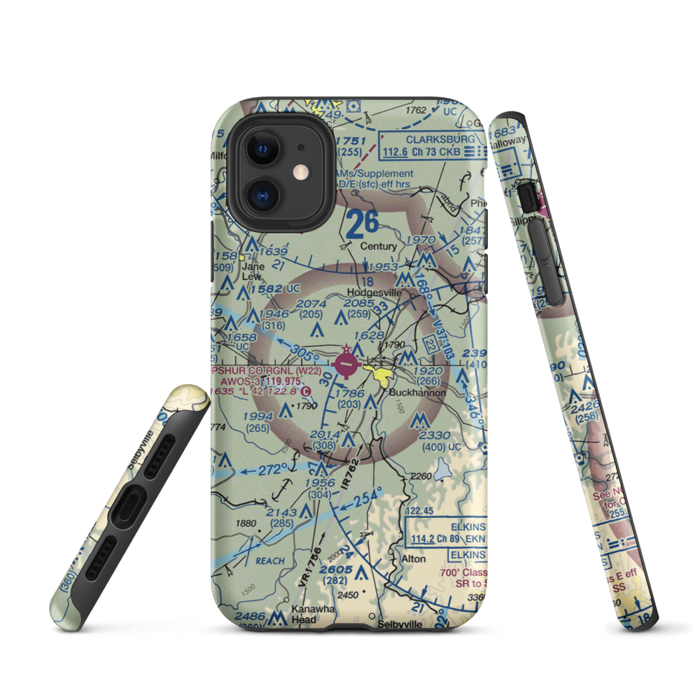 Upshur County Regional Airport (W22) VFR Sectional  Tough iPhone Case iPhone 11 model shown