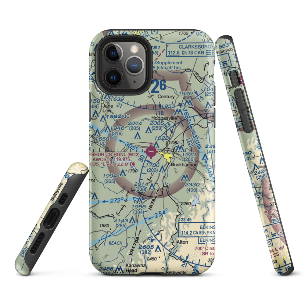 Upshur County Regional Airport (W22) VFR Sectional  Tough iPhone Case iPhone 11 Pro model shown