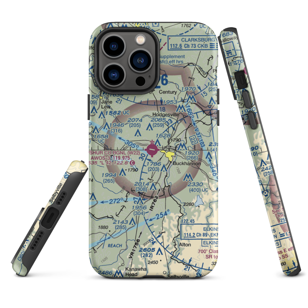 Upshur County Regional Airport (W22) VFR Sectional  Tough iPhone Case iPhone 13 Pro Max model shown