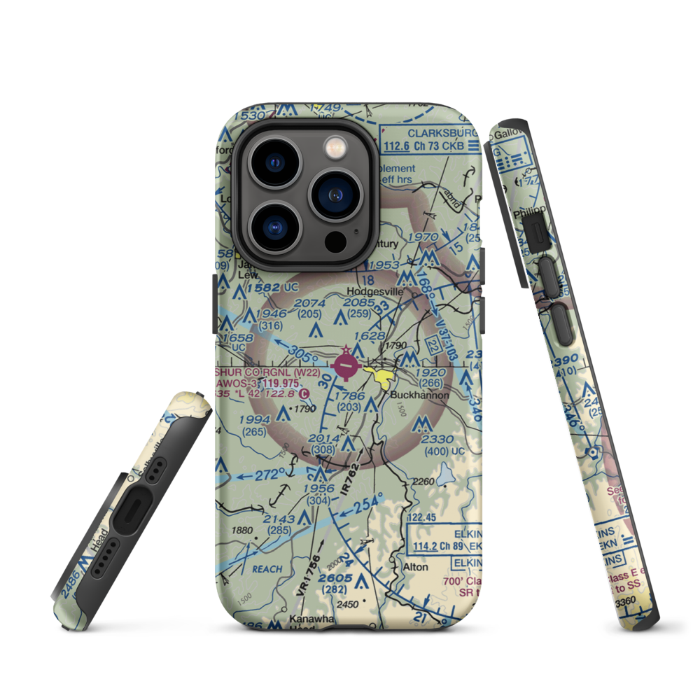 Upshur County Regional Airport (W22) VFR Sectional  Tough iPhone Case iPhone 14 Pro model shown