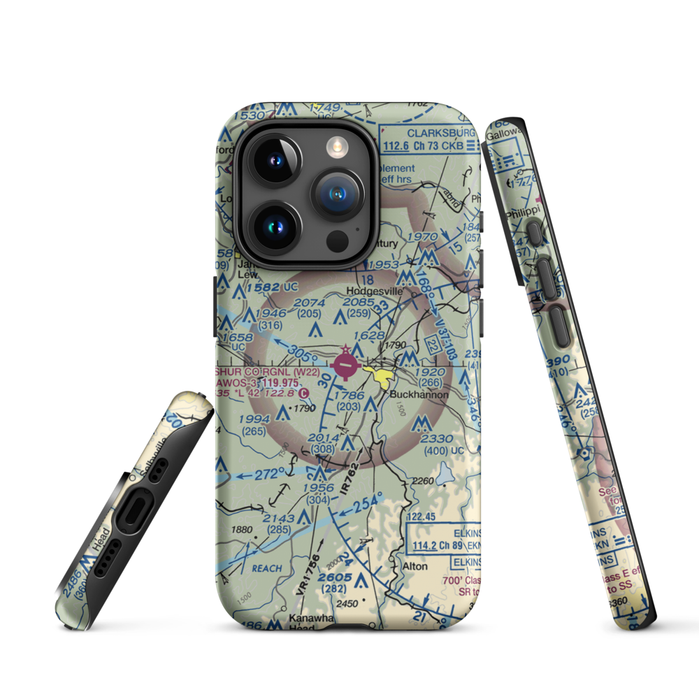 Upshur County Regional Airport (W22) VFR Sectional  Tough iPhone Case iPhone 15 Pro model shown