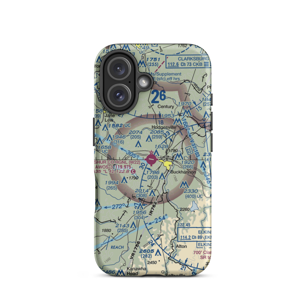 Upshur County Regional Airport (W22) VFR Sectional  Tough iPhone Case iPhone 16 model shown