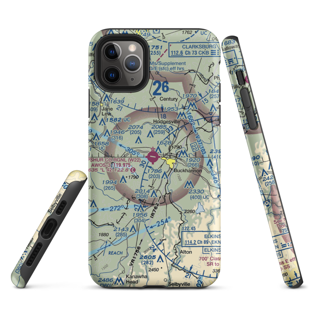 Upshur County Regional Airport (W22) VFR Sectional  Tough iPhone Case iPhone 11 Pro Max model shown