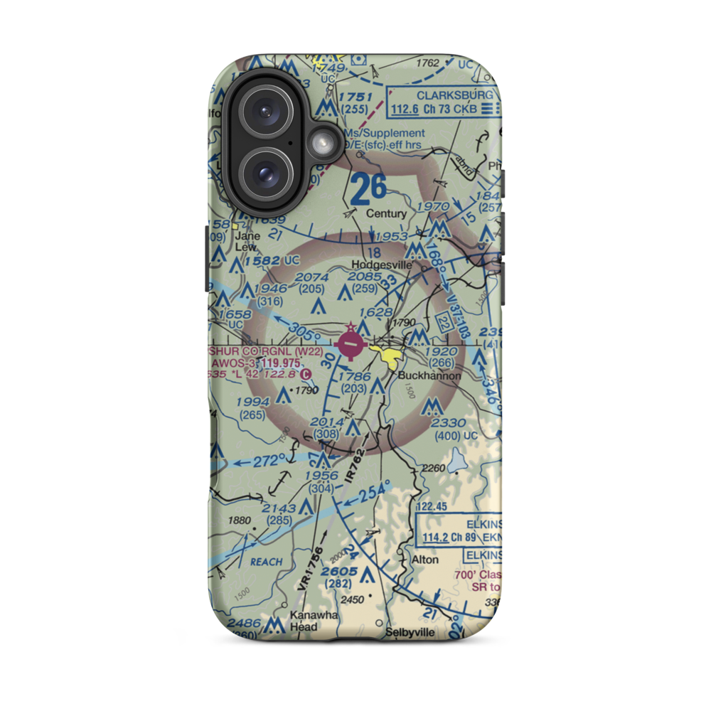 Upshur County Regional Airport (W22) VFR Sectional  Tough iPhone Case iPhone 16 Plus model shown