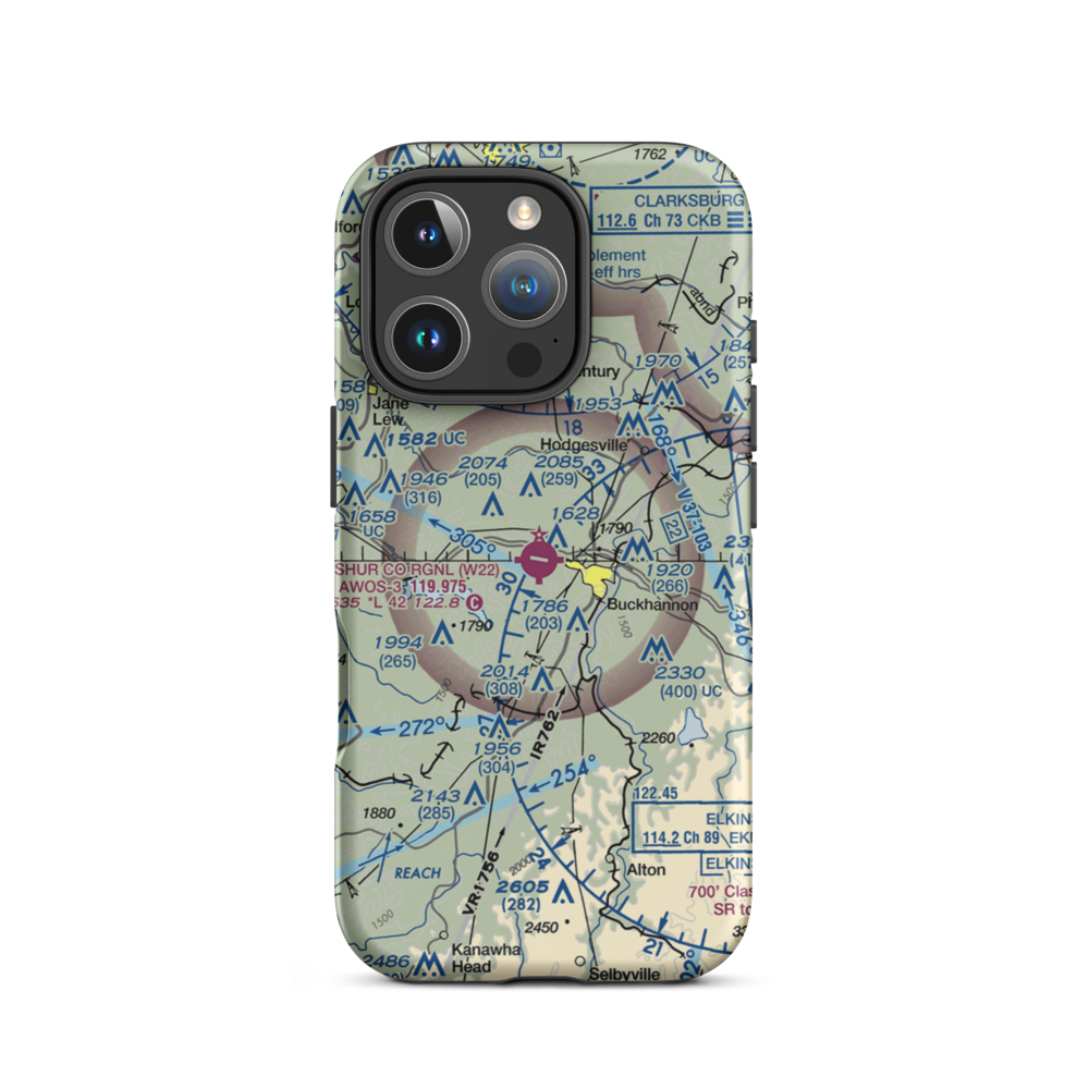 Upshur County Regional Airport (W22) VFR Sectional  Tough iPhone Case iPhone 16 Pro model shown