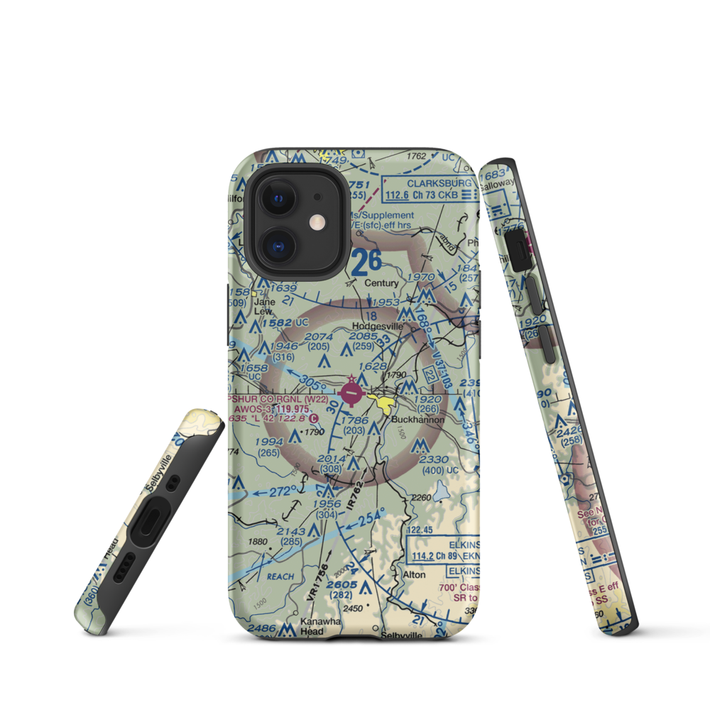Upshur County Regional Airport (W22) VFR Sectional  Tough iPhone Case iPhone 12 mini model shown