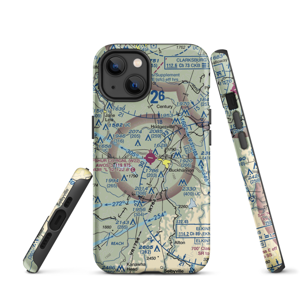 Upshur County Regional Airport (W22) VFR Sectional  Tough iPhone Case iPhone 13 model shown