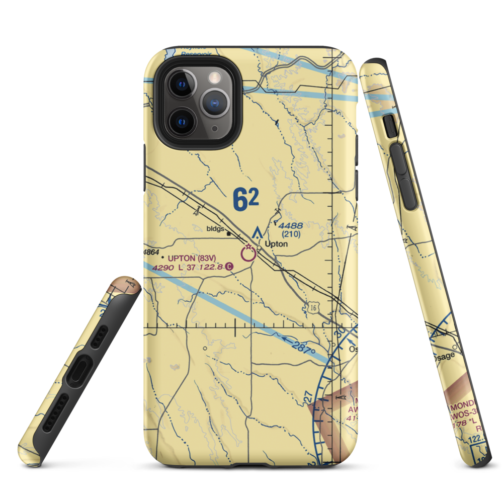 Upton Municipal Airport (83V) VFR Sectional  Tough iPhone Case iPhone 11 Pro Max model shown