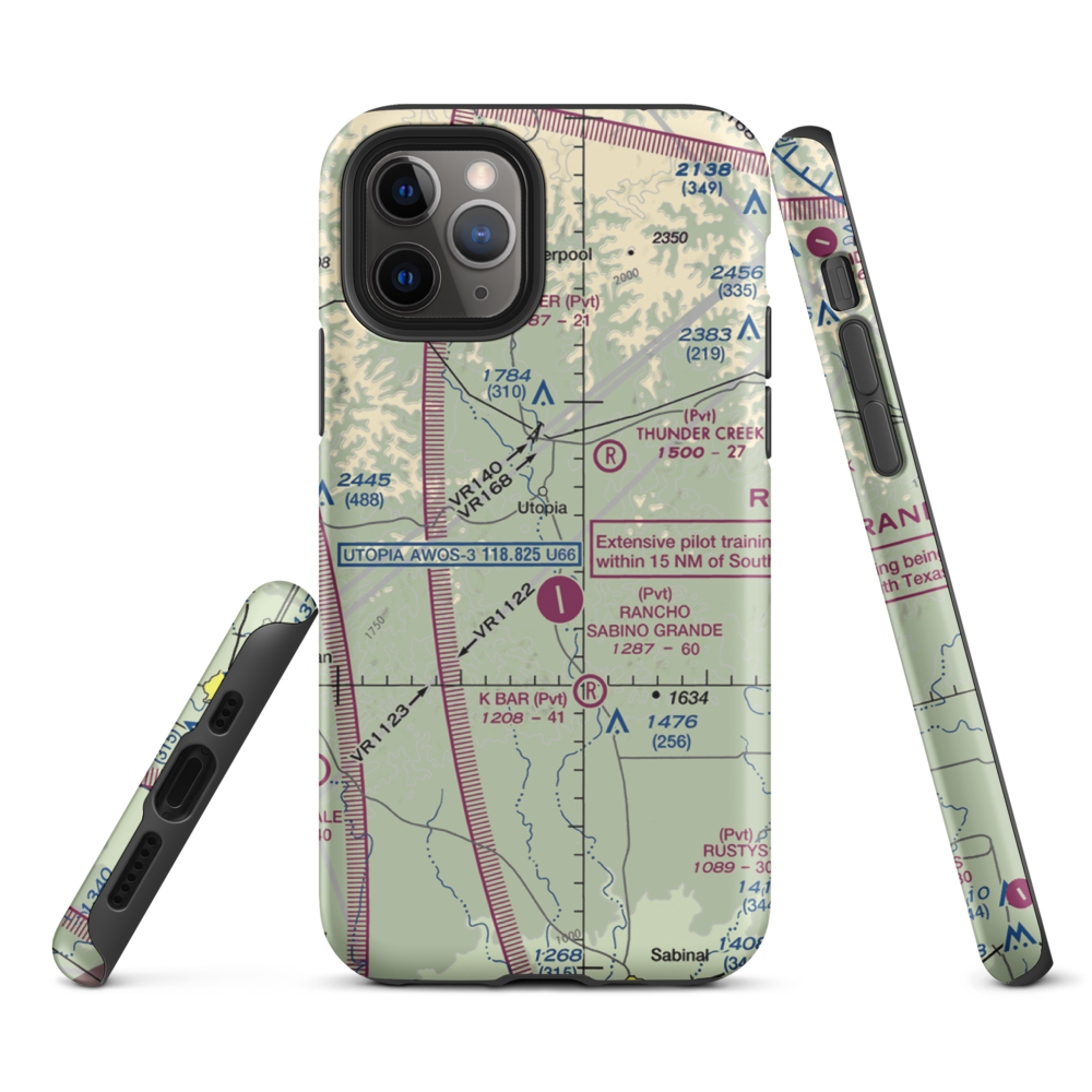Utopia on the River Airport (5TX9) VFR Sectional  Tough iPhone Case iPhone 11 Pro model shown