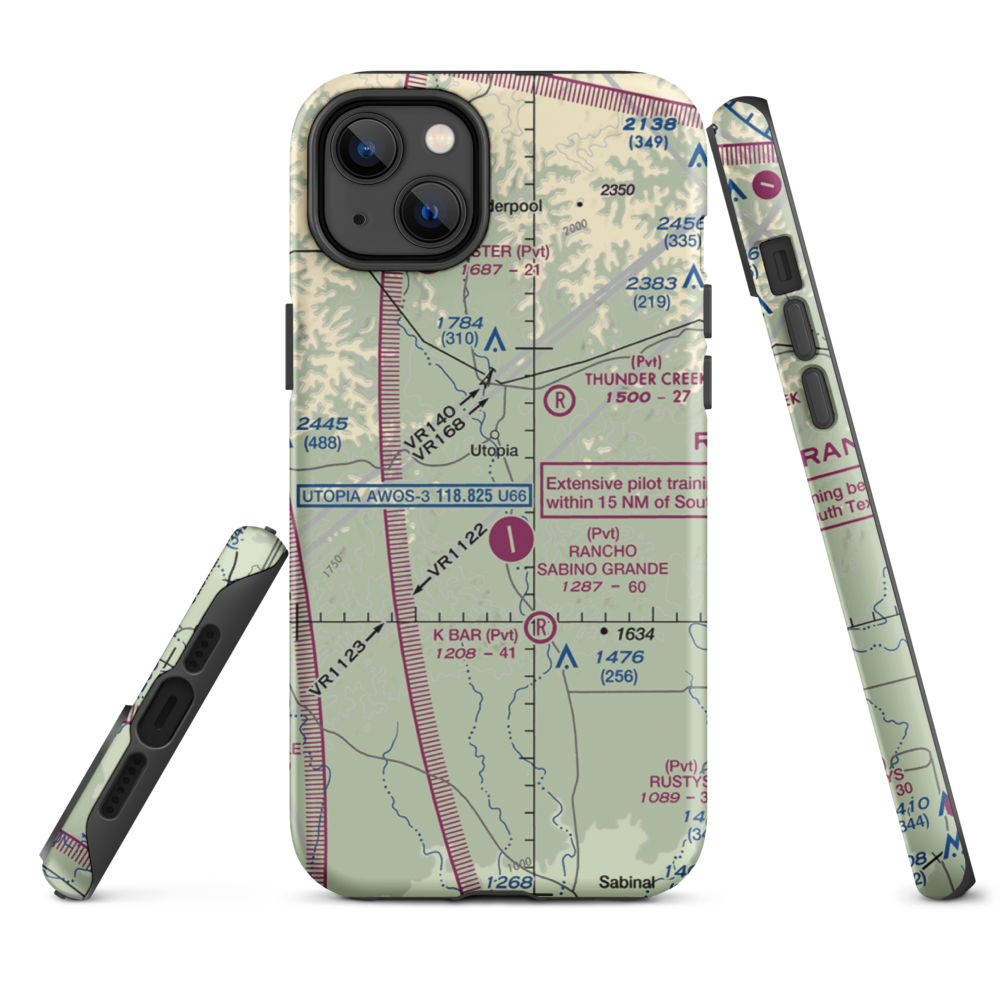 Utopia on the River Airport (5TX9) VFR Sectional  Tough iPhone Case iPhone 14 Plus model shown