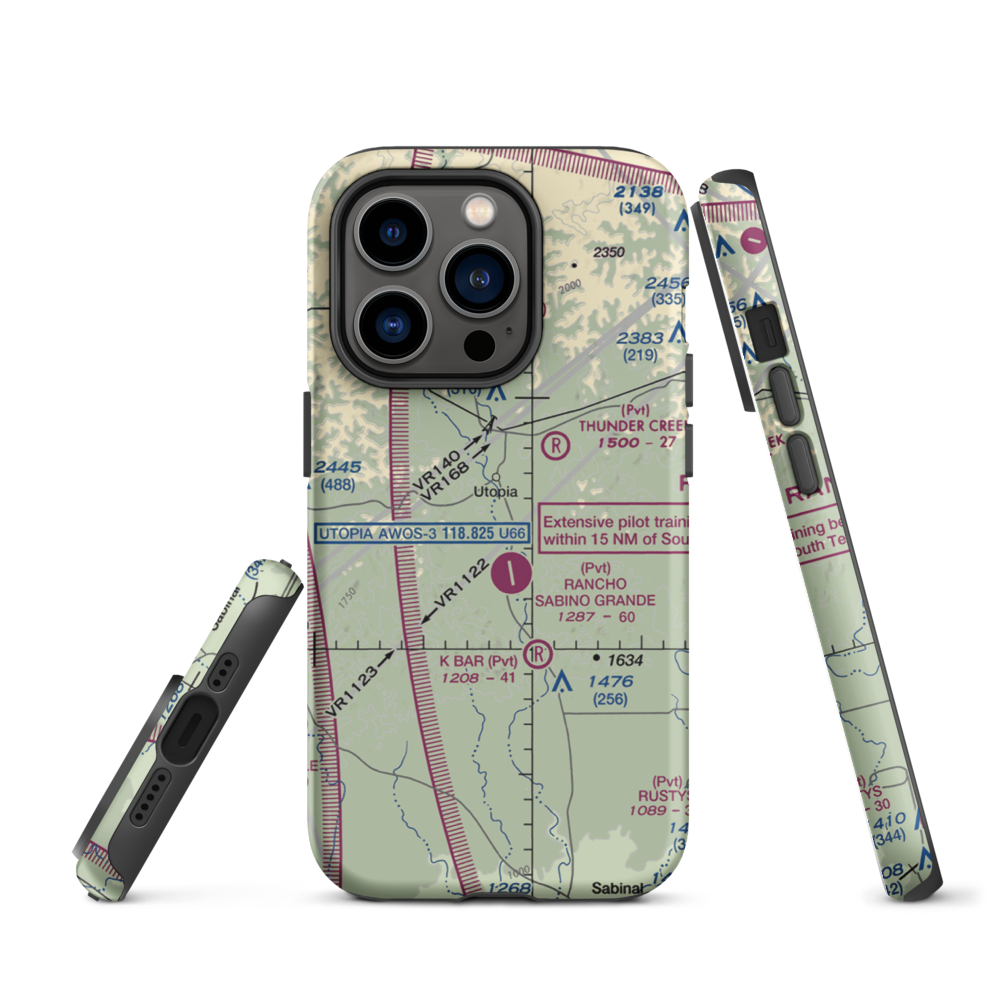 Utopia on the River Airport (5TX9) VFR Sectional  Tough iPhone Case iPhone 14 Pro model shown