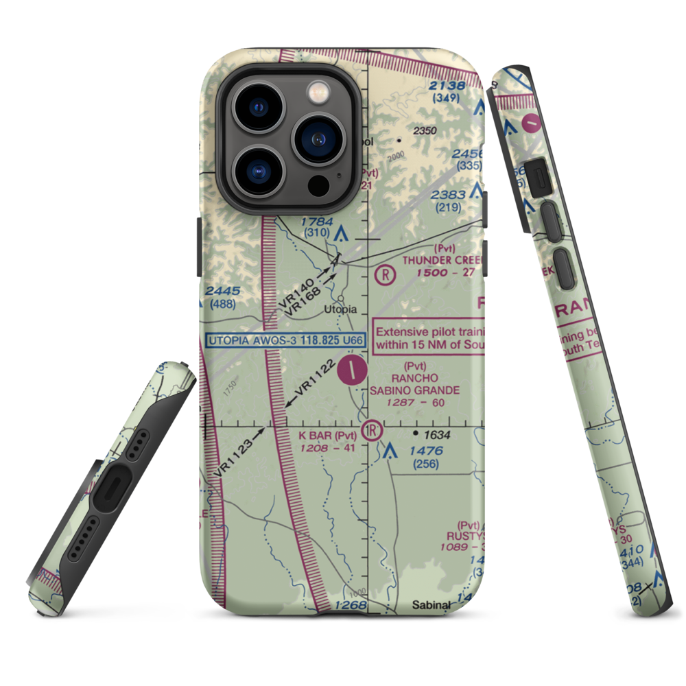 Utopia on the River Airport (5TX9) VFR Sectional  Tough iPhone Case iPhone 14 Pro Max model shown