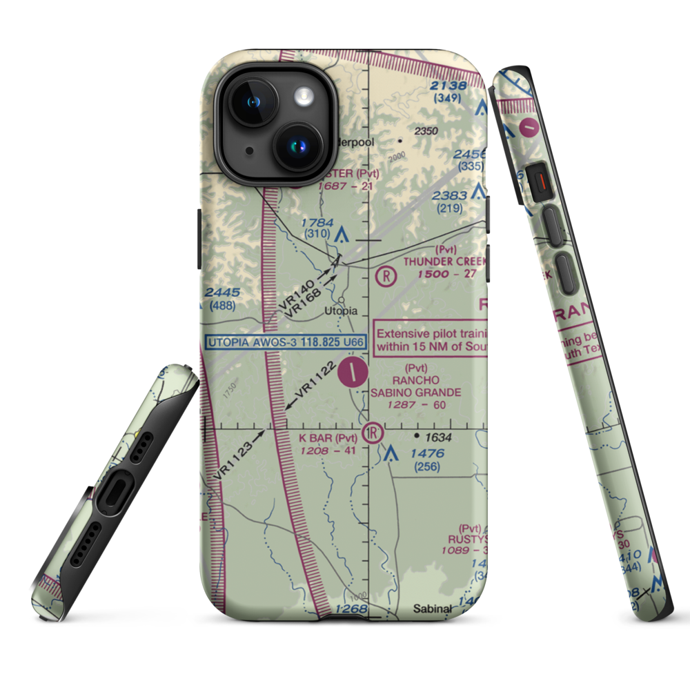 Utopia on the River Airport (5TX9) VFR Sectional  Tough iPhone Case iPhone 15 Plus model shown
