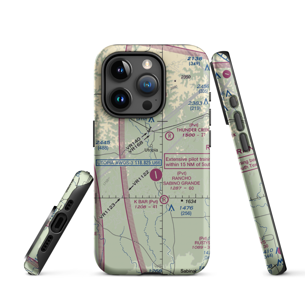 Utopia on the River Airport (5TX9) VFR Sectional  Tough iPhone Case iPhone 15 Pro model shown