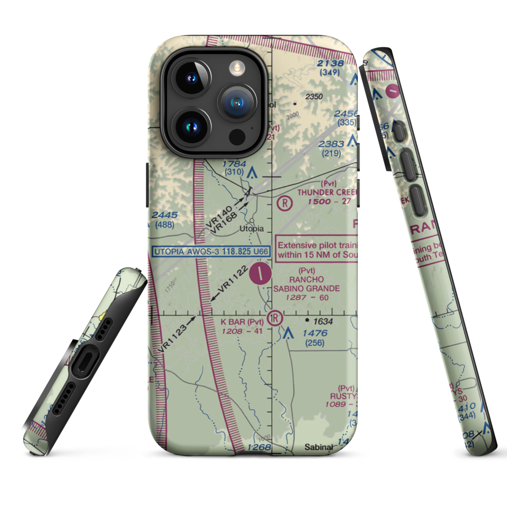 Utopia on the River Airport (5TX9) VFR Sectional  Tough iPhone Case iPhone 15 Pro Max model shown