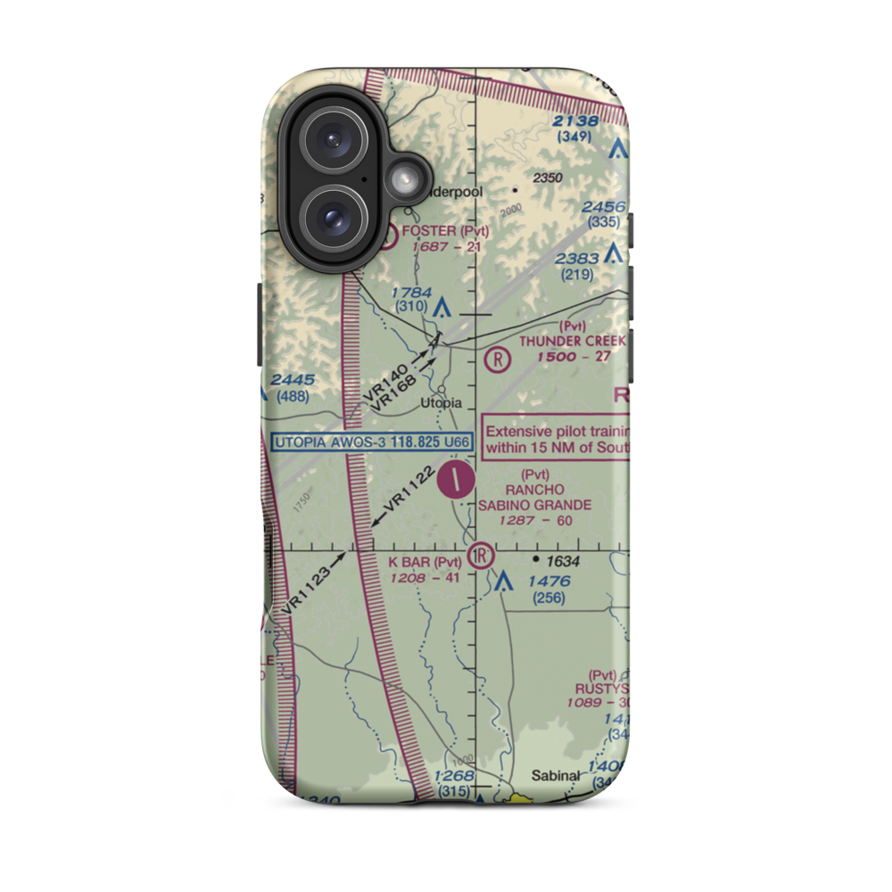 Utopia on the River Airport (5TX9) VFR Sectional  Tough iPhone Case iPhone 16 Plus model shown