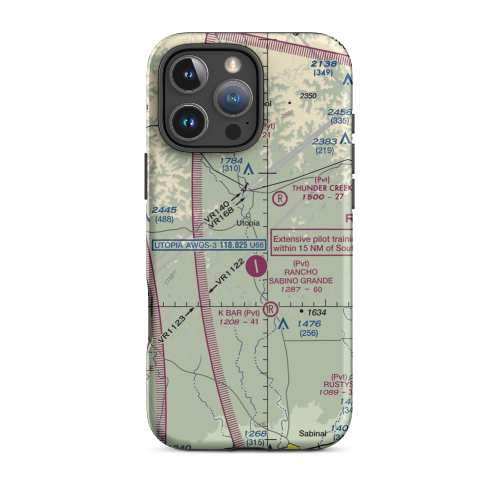 Utopia on the River Airport (5TX9) VFR Sectional  Tough iPhone Case iPhone 16 Pro Max model shown