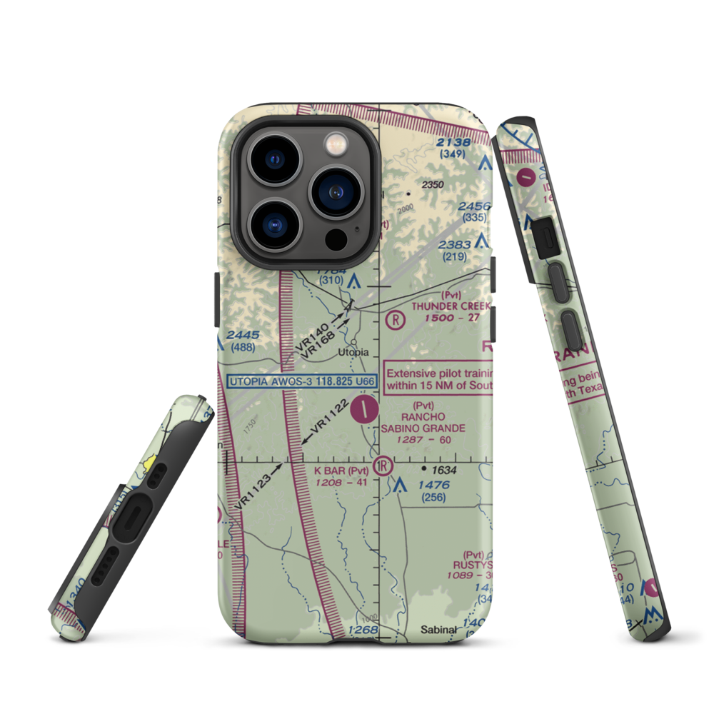Utopia on the River Airport (5TX9) VFR Sectional  Tough iPhone Case iPhone 13 Pro model shown