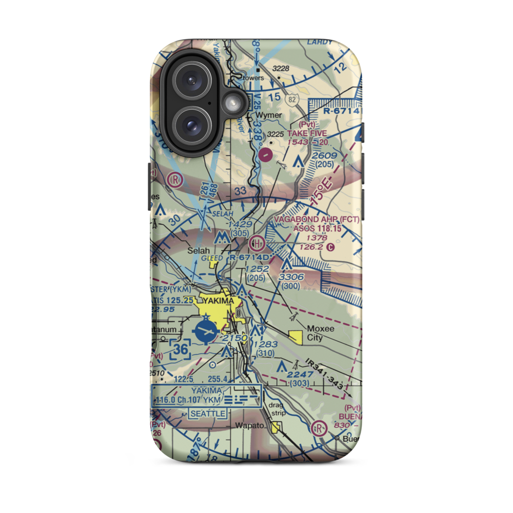 Vagabond Army Heliport (FCT) VFR Sectional  Tough iPhone Case iPhone 16 Plus model shown