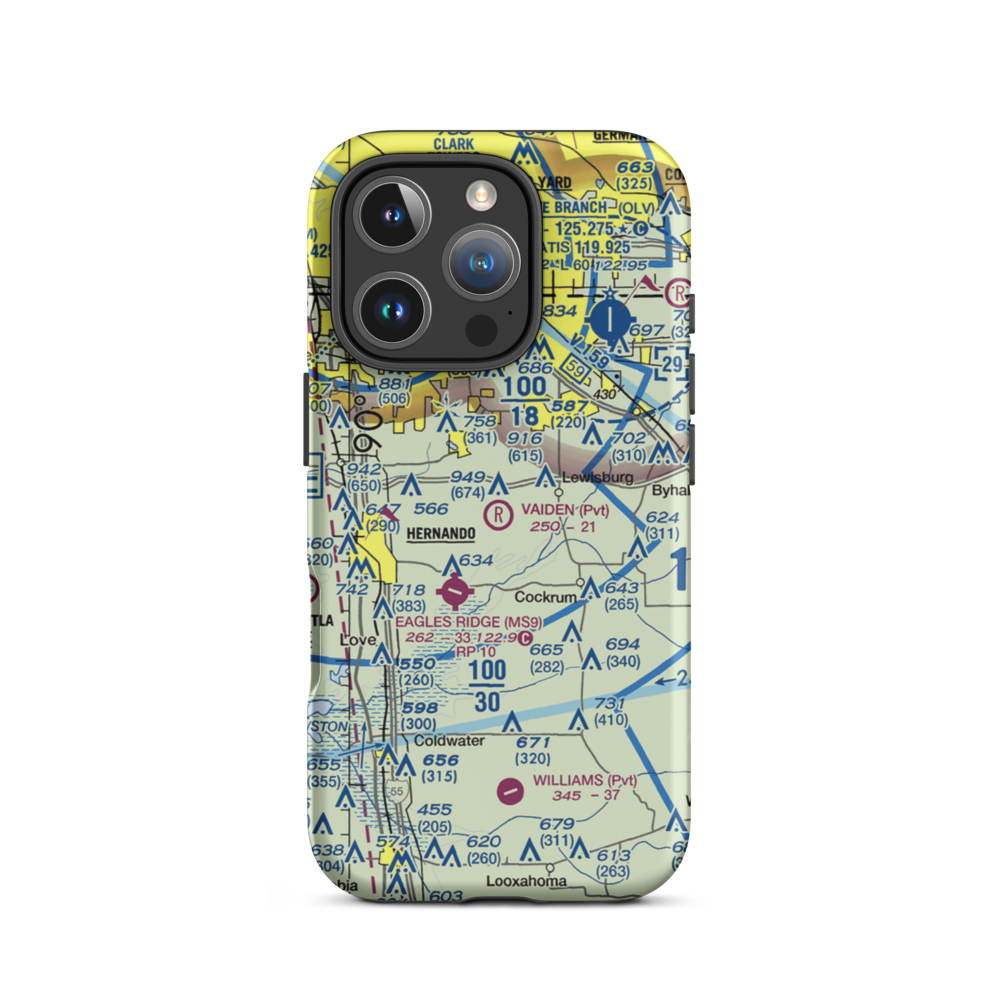 Vaiden Landing Airport (MS64) VFR Sectional  Tough iPhone Case iPhone 16 Pro model shown