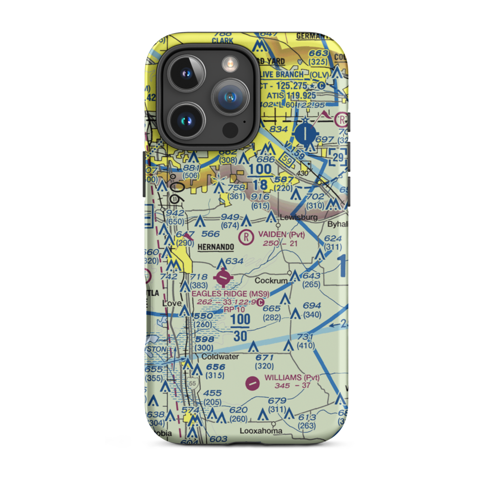 Vaiden Landing Airport (MS64) VFR Sectional  Tough iPhone Case iPhone 16 Pro Max model shown