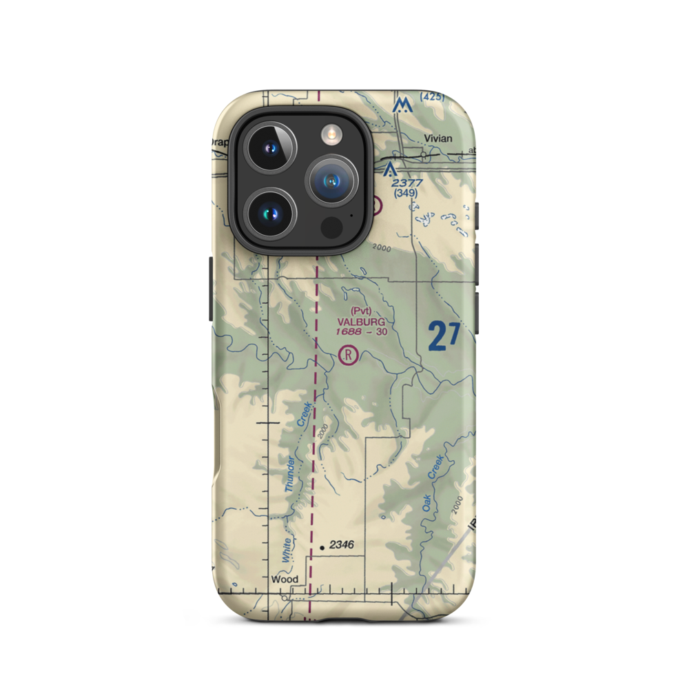Valburg Ranch Airport (SD14) VFR Sectional  Tough iPhone Case iPhone 16 Pro model shown