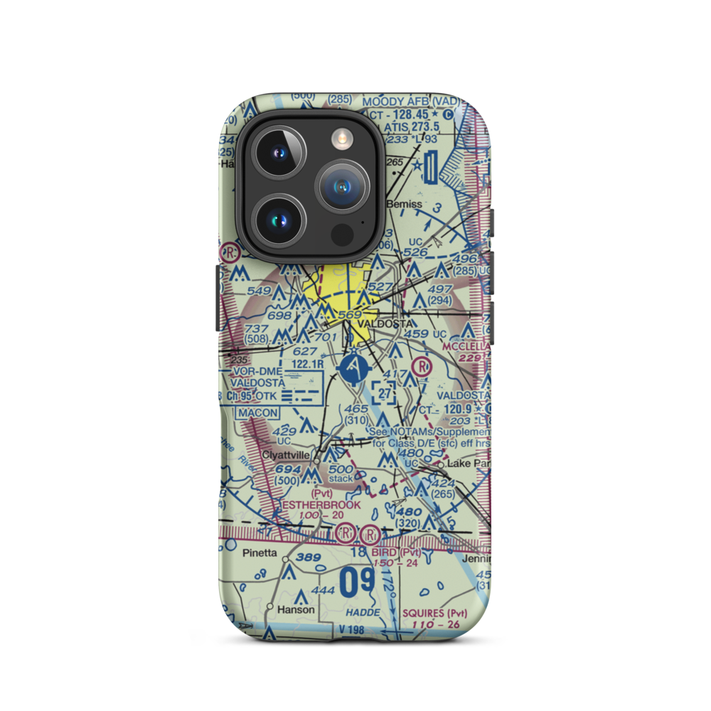 Valdosta Regional Airport (VLD) VFR Sectional  Tough iPhone Case iPhone 16 Pro model shown