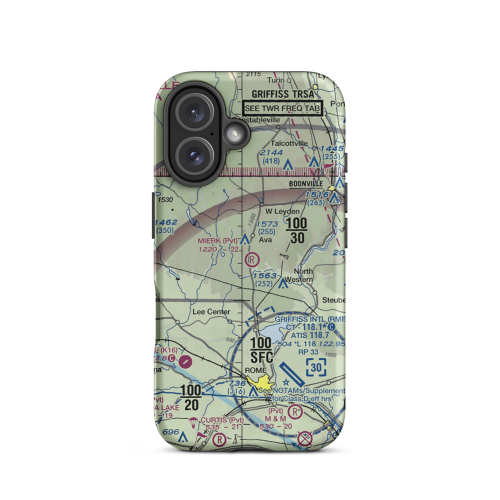 Valenty Mierek Airport (NY59) VFR Sectional  Tough iPhone Case iPhone 16 model shown