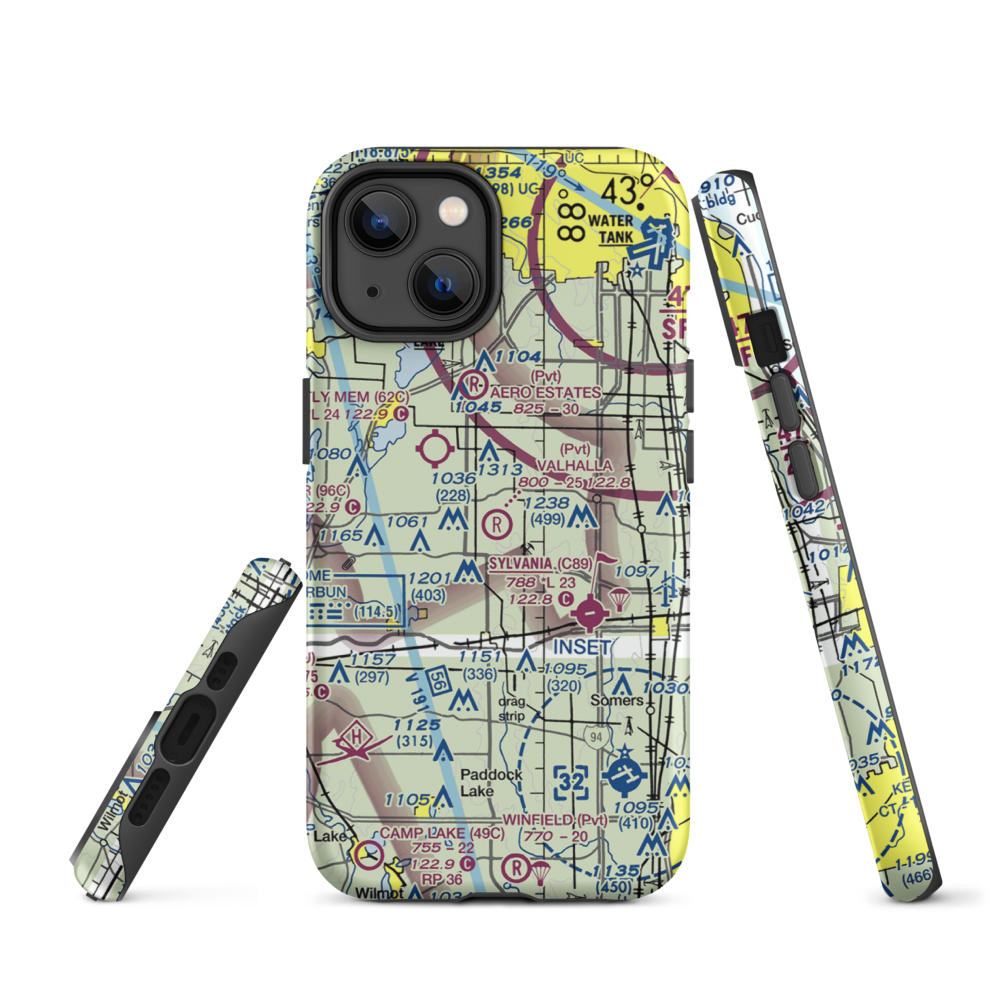 Valhalla Airport (WI72) VFR Sectional  Tough iPhone Case iPhone 14 model shown