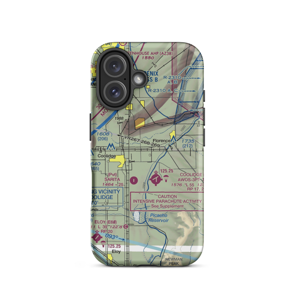 Valley Farms Airport (36AZ) VFR Sectional  Tough iPhone Case iPhone 16 model shown